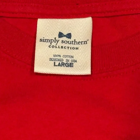 Simply Southern Ladies Red Santa Long Sleeve Tee: size Large - Picture 3 of 3